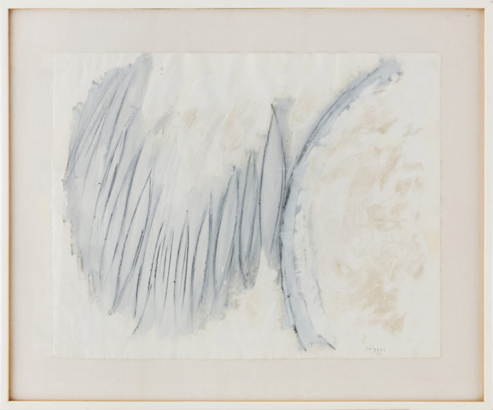 New York, 1960 - Acquarello, pastello e sabbia su carta. Watercolor, pastel and sand on paper, cm 45 x 58